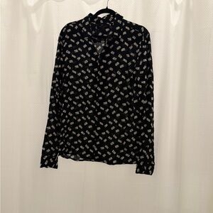 All Saints Black Shirt with White Card Pattern